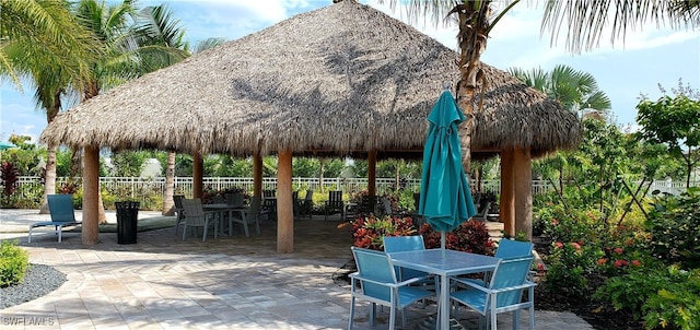 view of patio / terrace with a gazebo