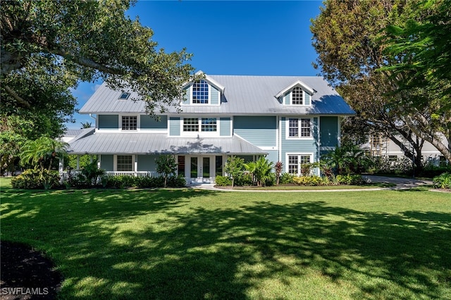 view of front of home with a front yard