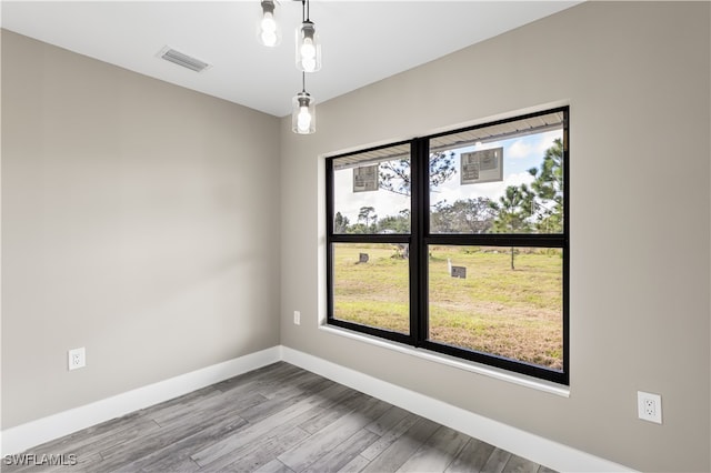 spare room featuring light hardwood / wood-style flooring and a healthy amount of sunlight