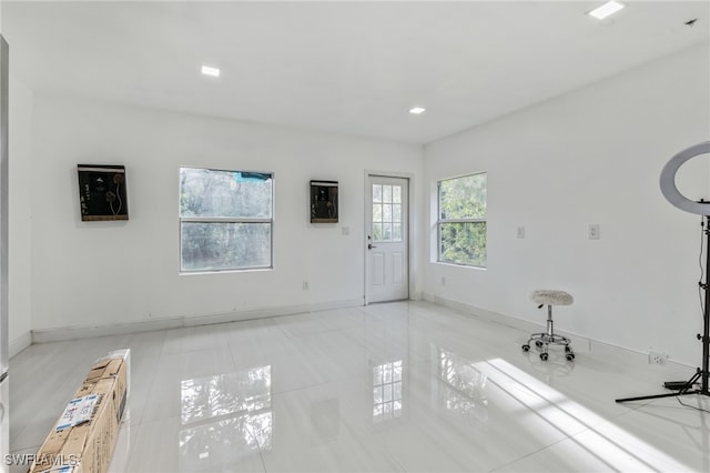 interior space featuring light tile patterned flooring