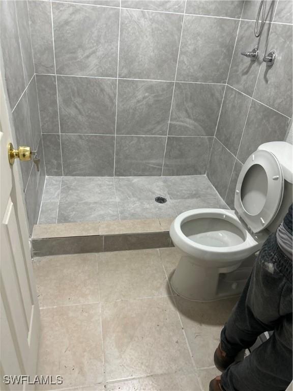 2611 4th St SW, Lehigh Acres, FL 33976 - full bathroom featuring a shower stall, toilet, and tile patterned flooring