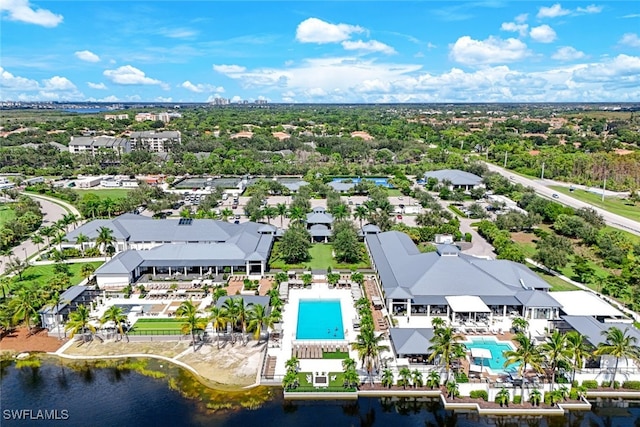 bird's eye view featuring a water view