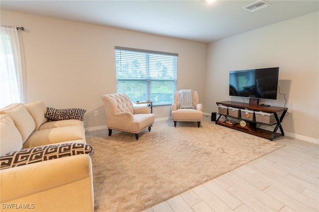 living room featuring light hardwood / wood-style floors