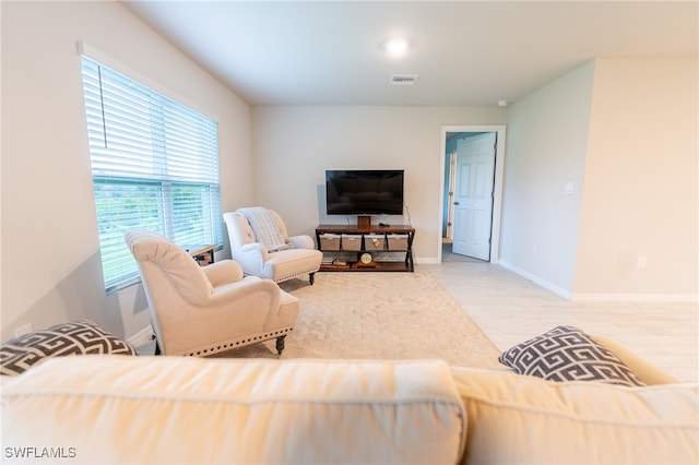 living room featuring light hardwood / wood-style floors