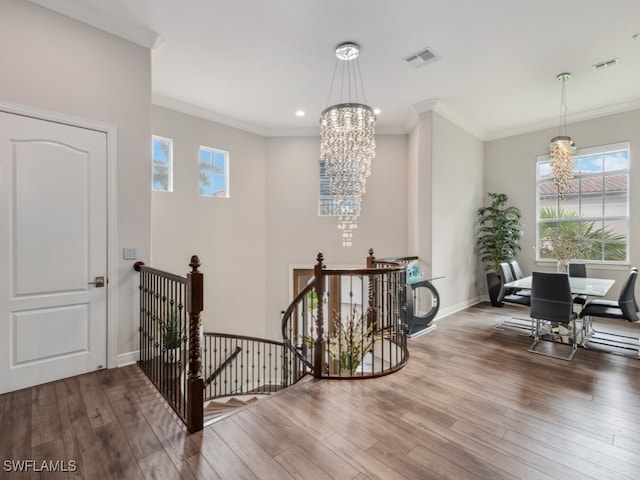 hall with hardwood / wood-style floors and a healthy amount of sunlight