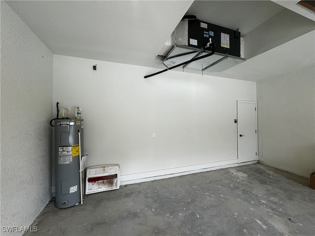 garage with electric water heater