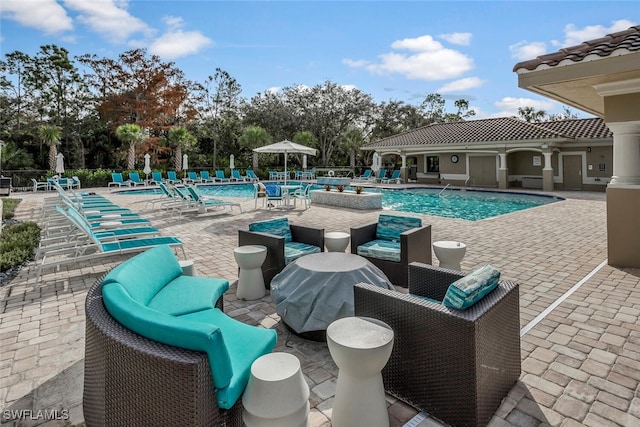 view of pool with a patio area