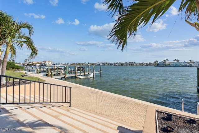 view of dock featuring a water view