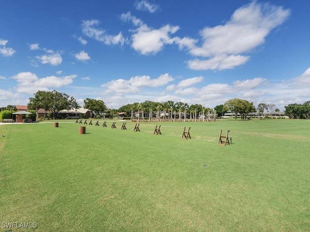 view of property's community featuring a yard