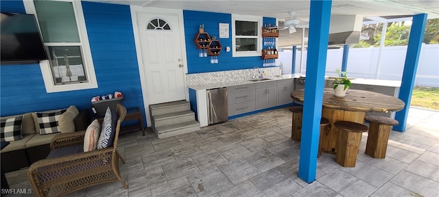 view of patio featuring sink