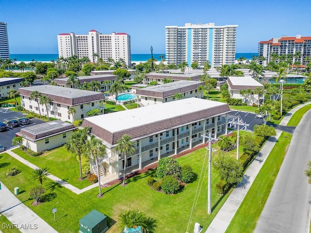 bird's eye view featuring a water view