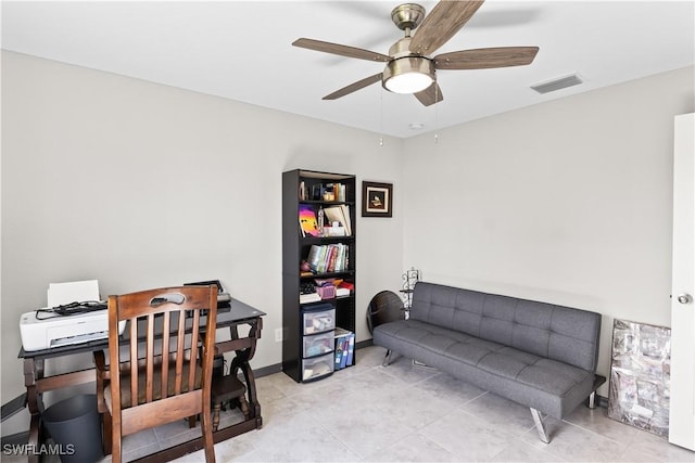 office featuring ceiling fan