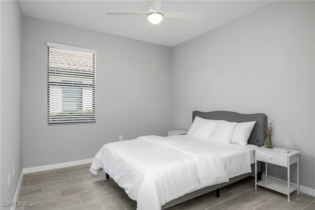 bedroom featuring ceiling fan