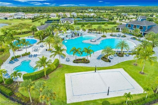 19644 The Place Blvd, Estero, FL 33928 - aerial perspective of suburban area with a pool