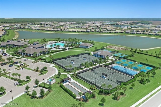 19644 The Place Blvd, Estero, FL 33928 - aerial perspective of suburban area featuring a large body of water and a pool area