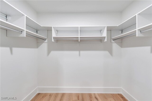 spacious closet featuring light wood-type flooring