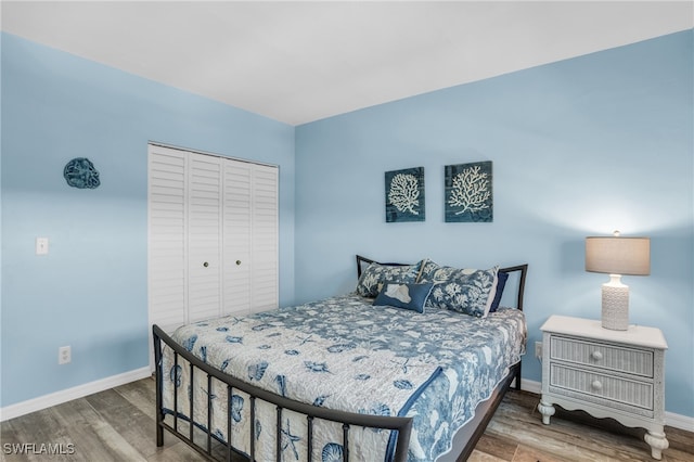 bedroom featuring a closet and hardwood / wood-style floors