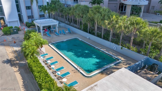 view of swimming pool featuring a patio