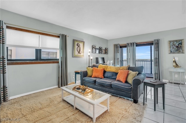 view of tiled living room