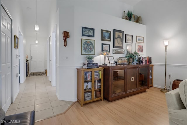 hall featuring light wood-type flooring