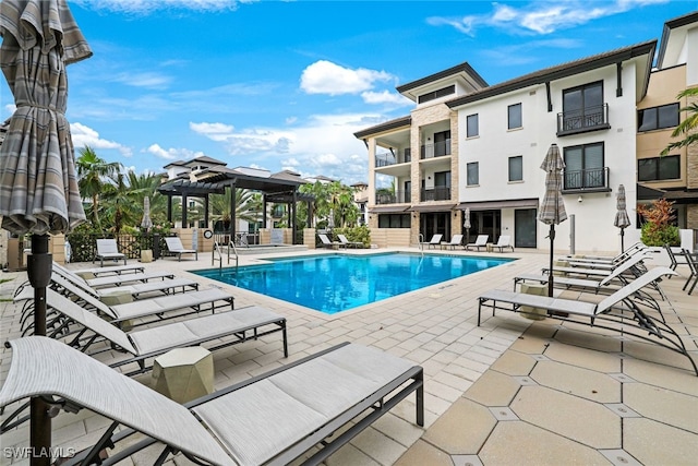 view of pool featuring a patio area