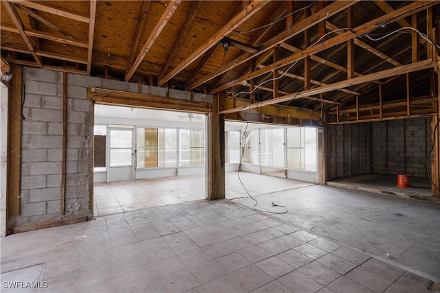 miscellaneous room featuring vaulted ceiling