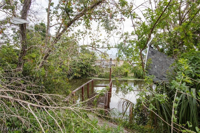 view of landscape featuring a water view