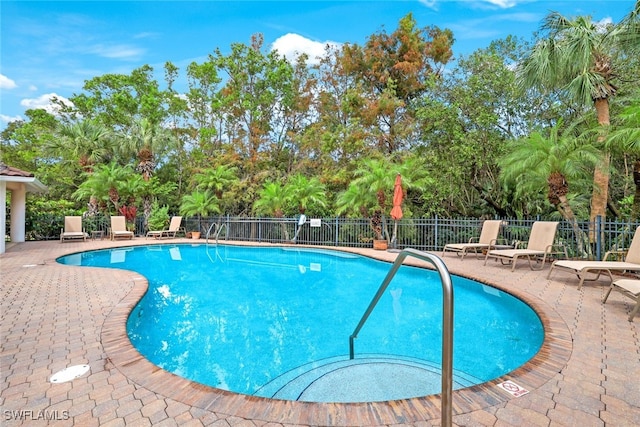 view of pool featuring a patio area