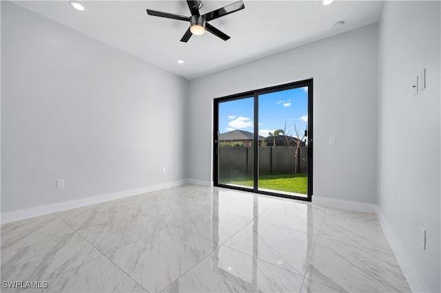 empty room featuring ceiling fan