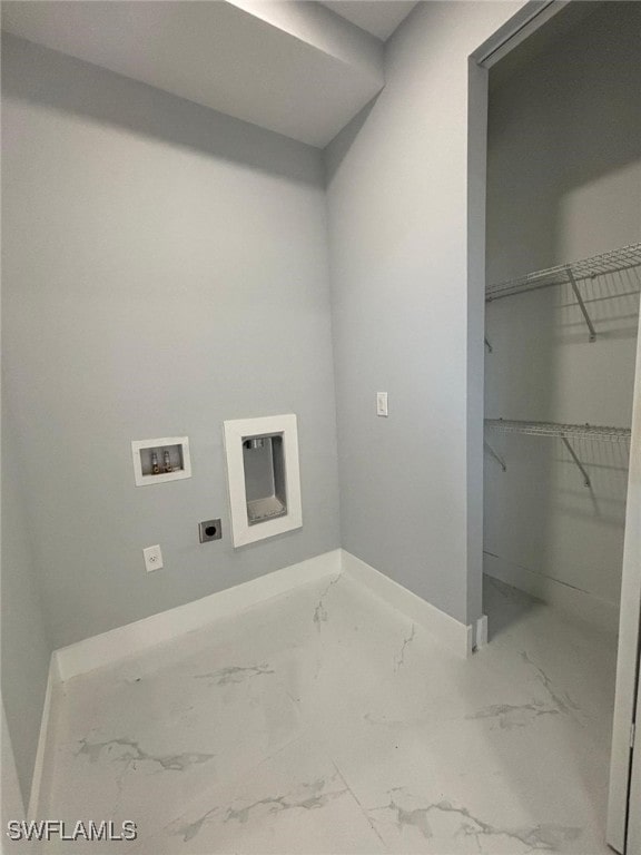 laundry area featuring hookup for an electric dryer and hookup for a washing machine