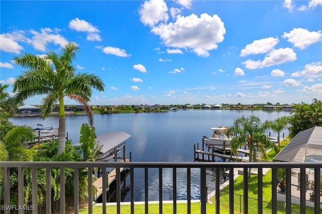 view of water feature featuring a boat dock