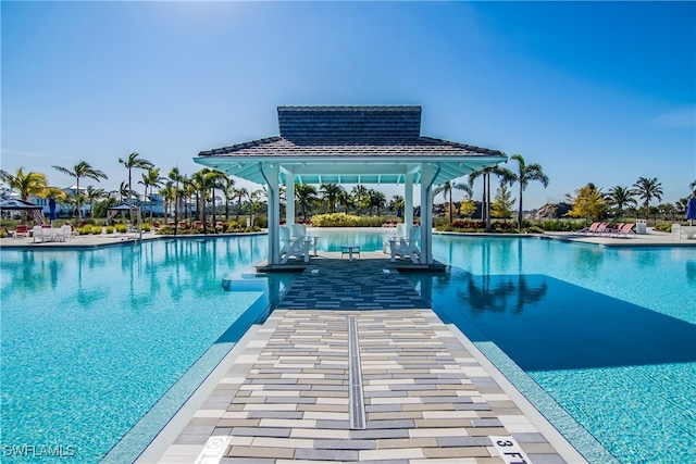 view of pool featuring a gazebo