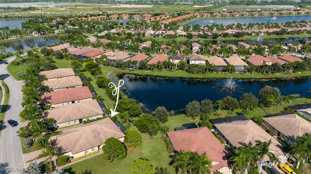 bird's eye view featuring a water view