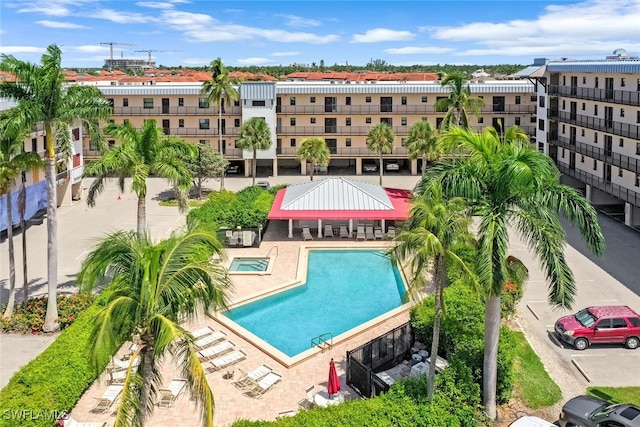 view of swimming pool featuring a patio