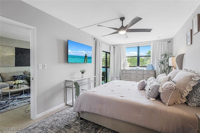 807 River Point Dr Unit 102D, Naples, FL 34102 - tiled bedroom with ceiling fan and baseboards