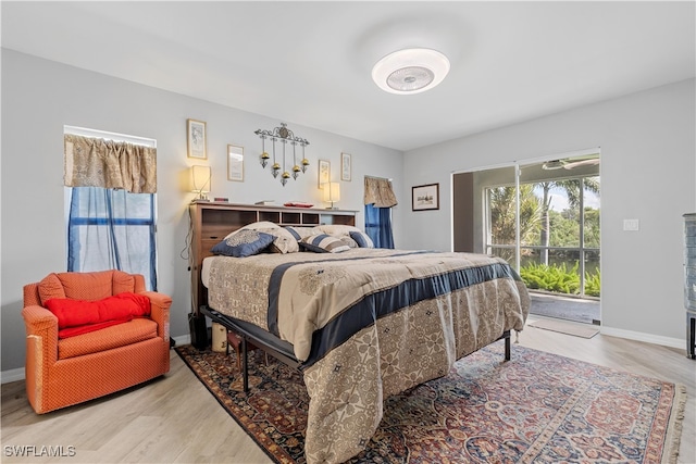 bedroom with light wood-type flooring