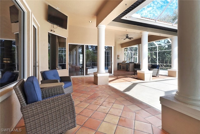 view of patio with ceiling fan