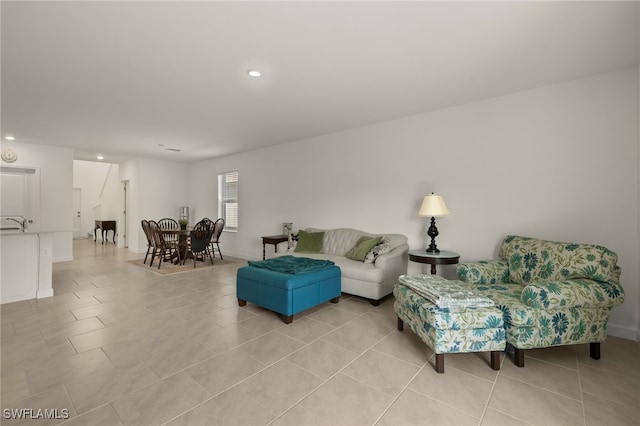 view of tiled living room