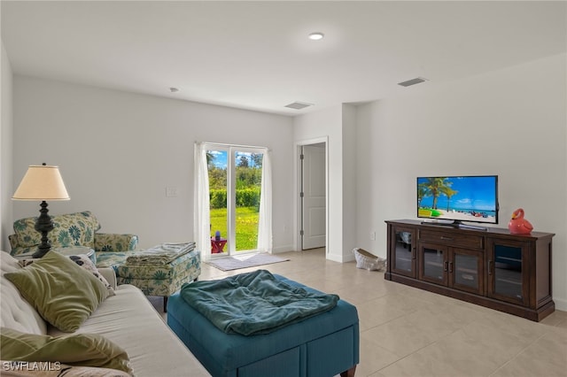 view of tiled living room