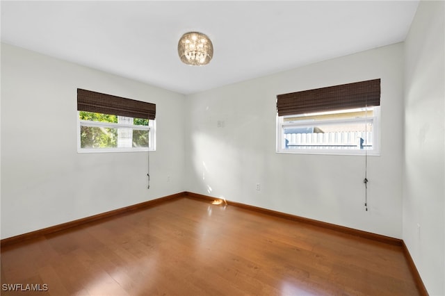 empty room with a wealth of natural light and wood-type flooring