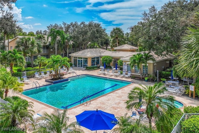 view of pool featuring a patio area