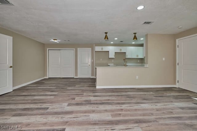 unfurnished living room with light wood-type flooring