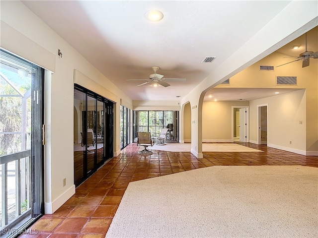 interior space with dark tile patterned floors