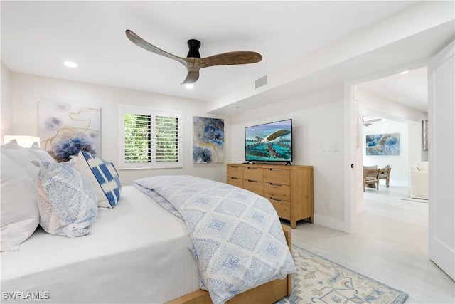 990 8th St S Unit 1B, Naples, FL 34102 - bedroom featuring visible vents, a ceiling fan, recessed lighting, and baseboards