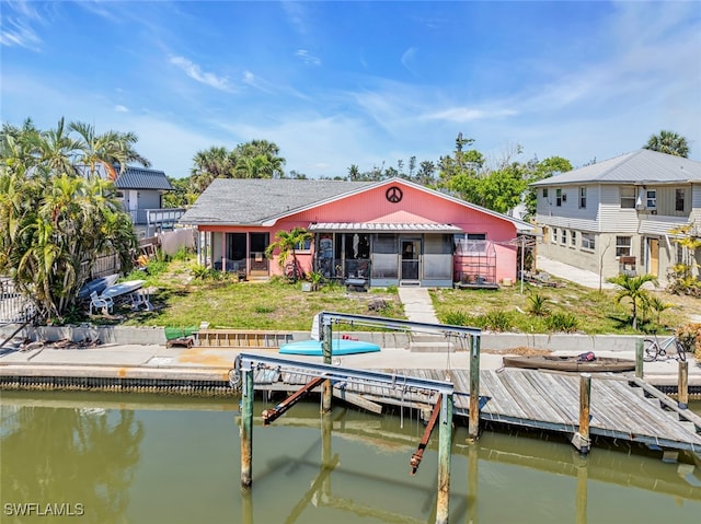 view of dock featuring a water view