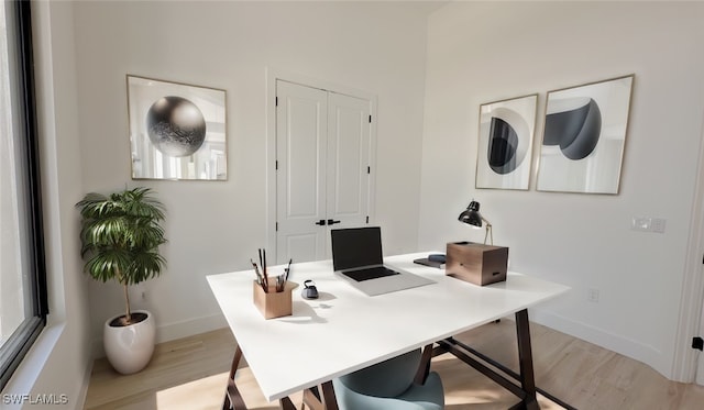 office featuring light wood-type flooring