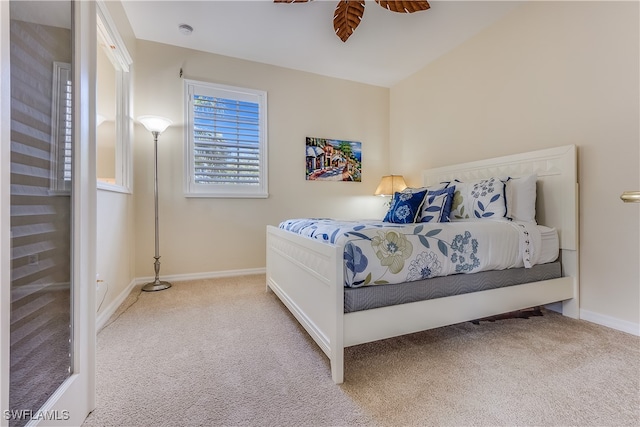 bedroom featuring carpet floors and ceiling fan