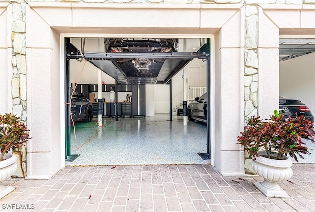 view of garage