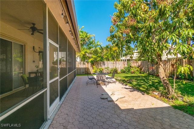 view of patio / terrace with ceiling fan