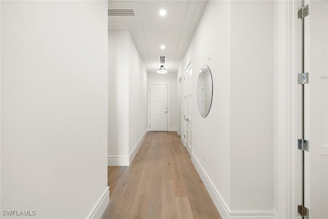 hall featuring light wood-type flooring